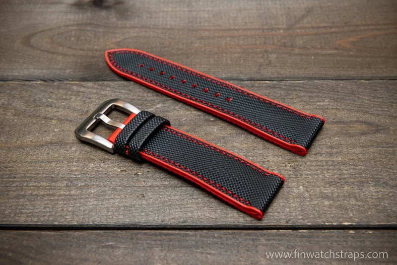 Sailcloth waterproof hybrid fluororubber (FKM) watch strap, premium quality, for sports, divers watches, width: 20, 22 mm.