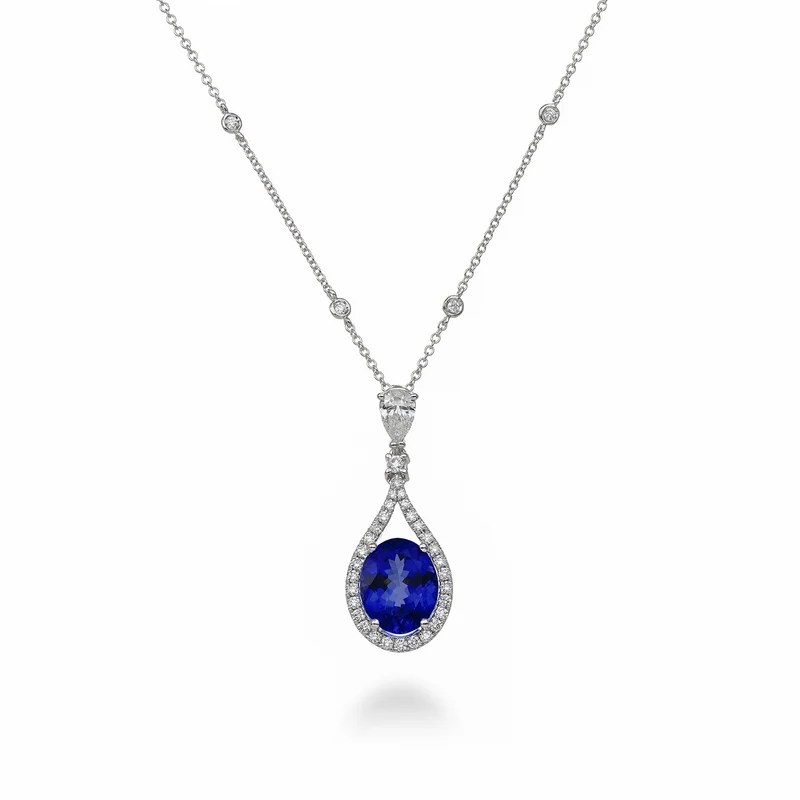 Golay collana tanzanite ovale 10x8 e diam goccia ct.0,30 PCLC136DTZ810-23018110007