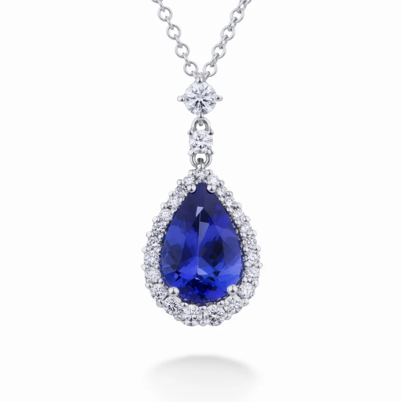 Golay girocollo tanzanite goccia 13x9 e contorno diam PCLC073DITZ2-21363110013