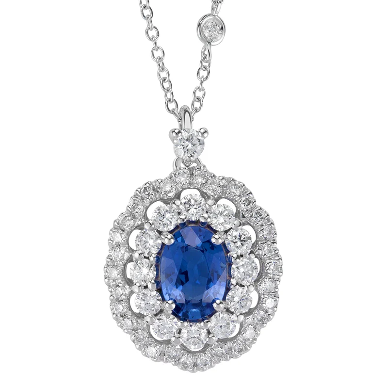 Golay collana zaffiro ovale 7x5 doppio cont. diamanti PCLC050DIZB-22158110051