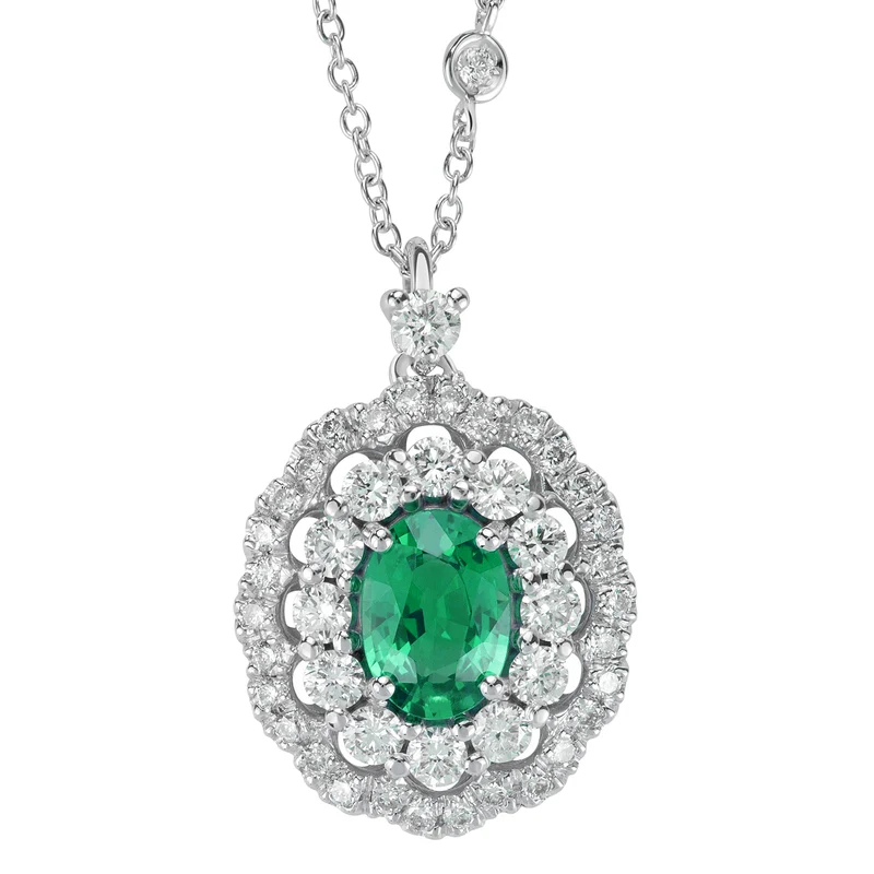 Golay collana smeraldo ovale 7x5 doppio cont. diamanti PCLC050DISM-22158110053