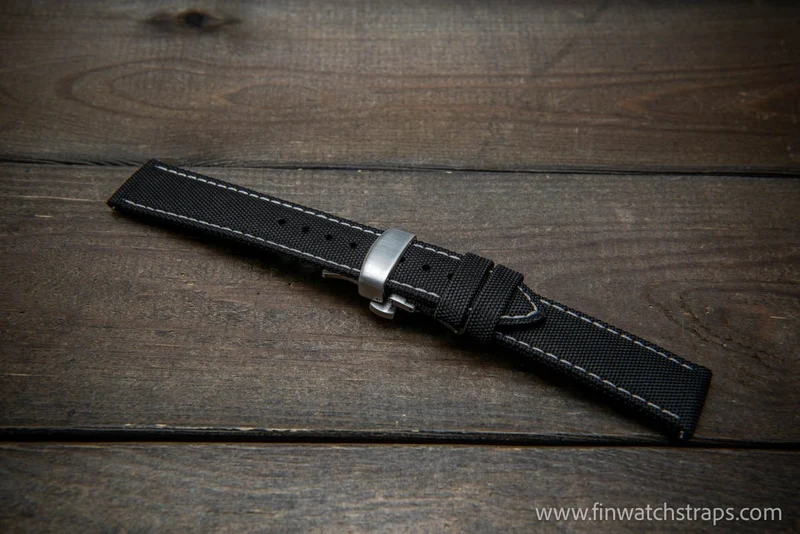 Sailcloth waterproof watch strap. Deployment clasp.