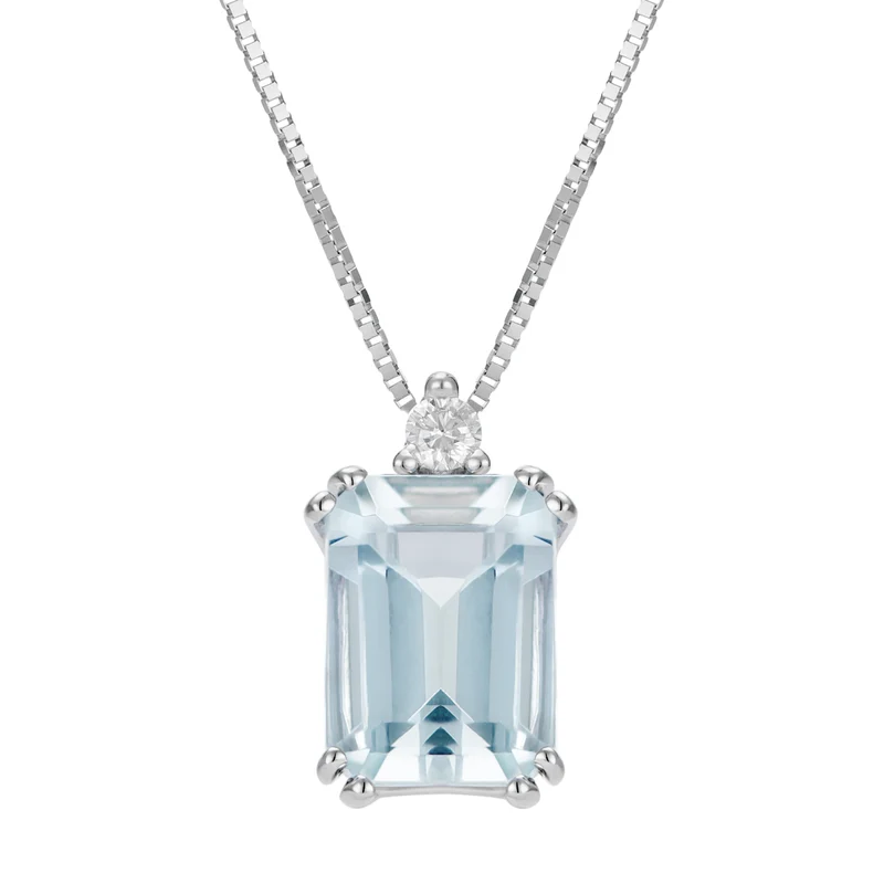 World Diamond Group collana acquamarina ottagonale 8x6 e diamantino PCL090DIAQ3-21013110039