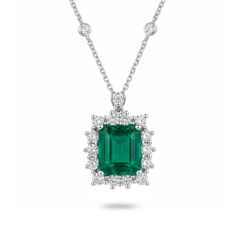 Golay collana smeraldo 9x7 ottagonale e cont diamanti PCL079DISM79-26071110454