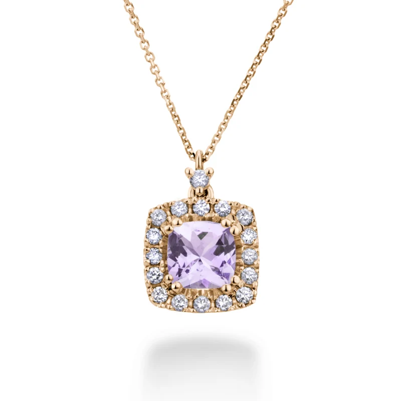 World Diamond Group collana kunzite cushion 9x7 e diamanti PCL076DIKZ79-24082110084