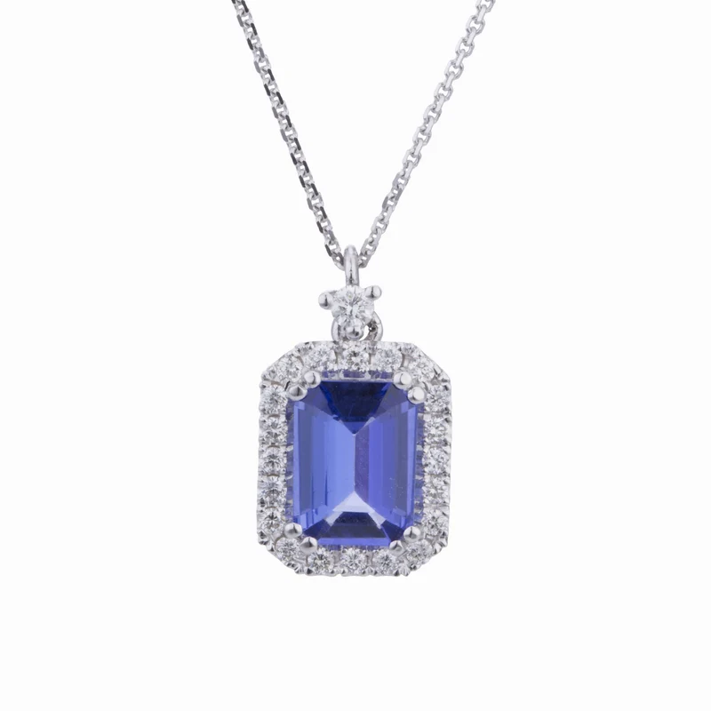 Golay collana tanzanite ottagonale 8x6 contorno diamanti PCL072DITZ4-23073110020