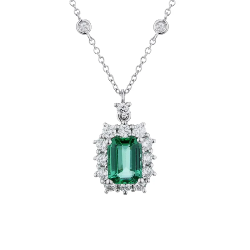 Golay collana pendente smeraldo ottagonale 6x4 e 14 diam PCL058DISM1-23299110086