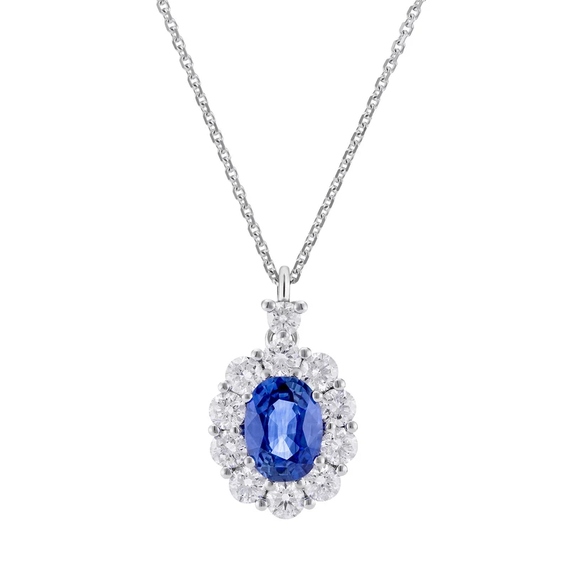 Golay collana zaffiro ovale 7x5 e contorno di diamanti PCL045DIZB1-23255110003
