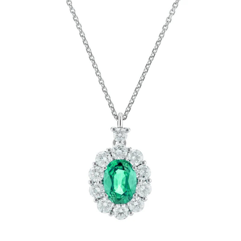 Golay collana smeraldo ovale 7x5 e contorno di diamanti PCL045DISM1-26111110424