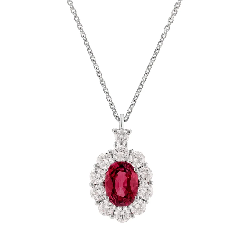 Golay collana rubino ovale 7x5 e contorno di diamanti PCL045DIRU1-25317110139