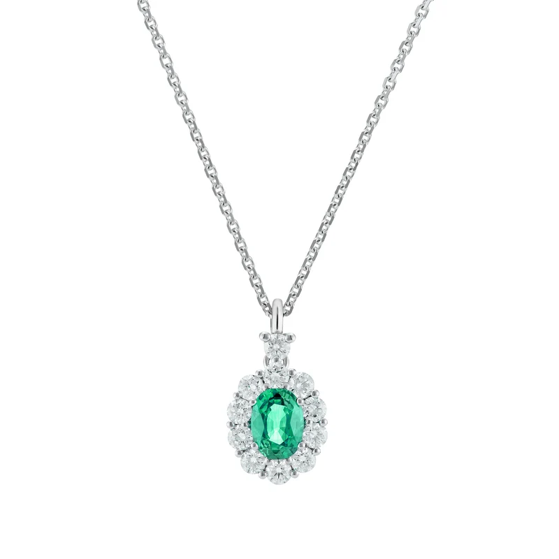 Golay collana smeraldo ovale 4x3, diamanti e castoncino PCL041DISM34-26085110084