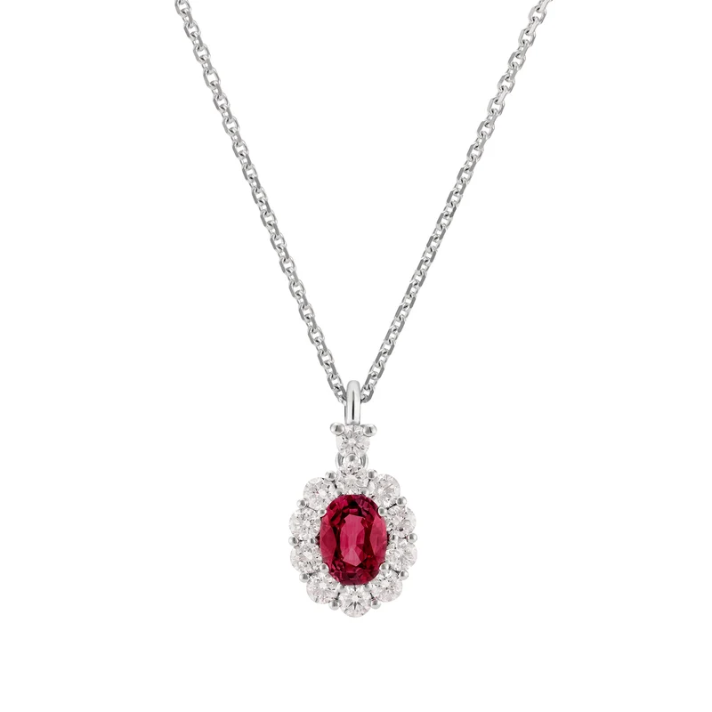 Golay collana rubino ovale 5x4 e contorno di diamanti PCL041DIRU1-25317110136