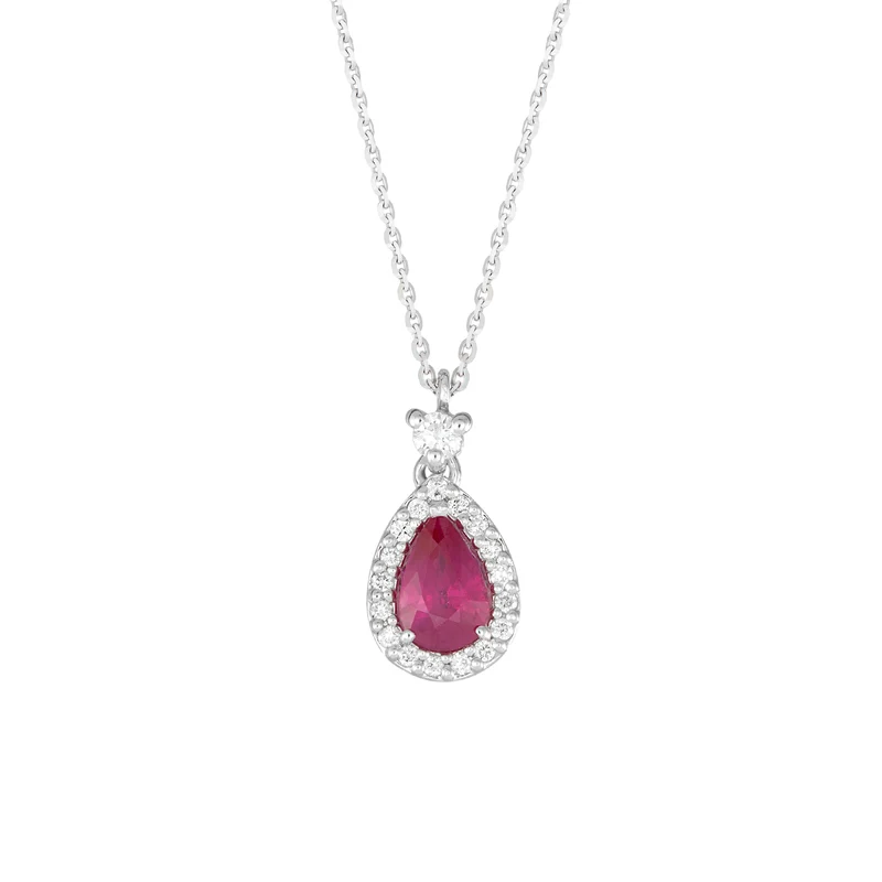 Golay collana con pendente rubino goccia 6x4 e diamanti PCL031DIRU-22283110076