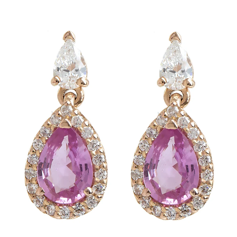 Golay orecchino zaffiro pink goccia 6x4 e diamanti ORB300PS-18129110030