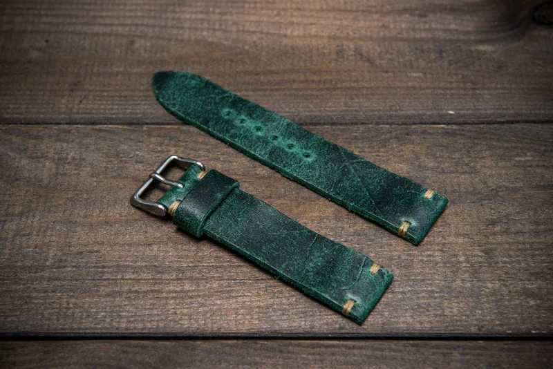 Suede vintage leather watch strap (Crazy cow), handmade in Finland