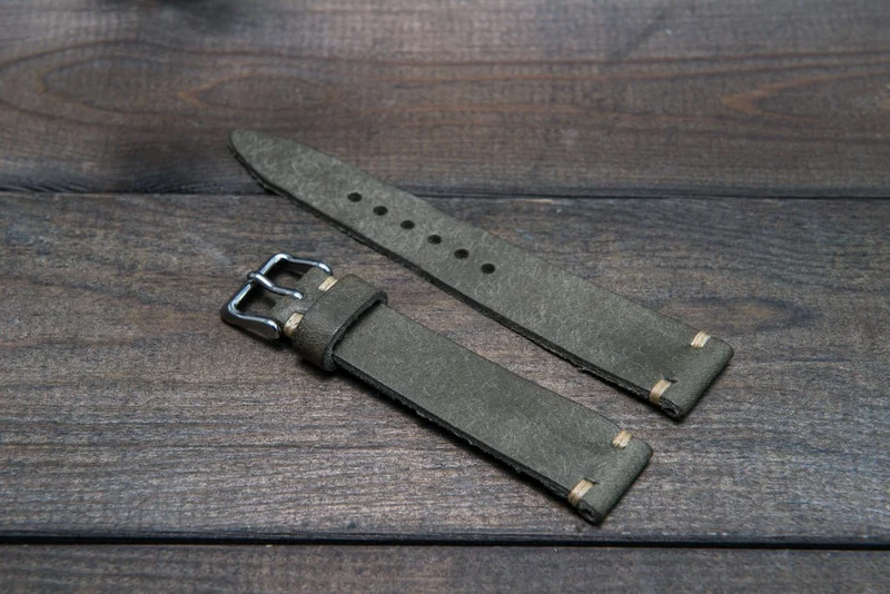 Badalassi Carlo, Pueblo Grigio tapered leather watch strap. Hand-made to order in Finland.
