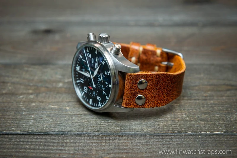 Pilot Watch Strap w/Rivets, Vintage style watch band