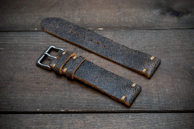 Vintage cracked leather watch strap , Roadgrey 10 mm-26 mm