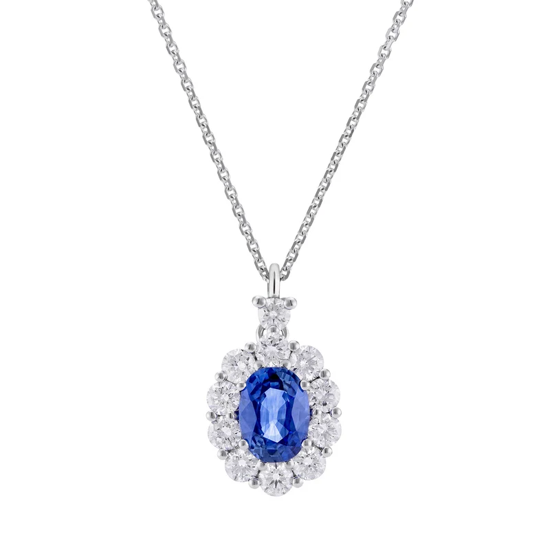 Golay collana zaffiro ovale 6x5 e contorno di diamanti PCL043DIZB1-26111110420