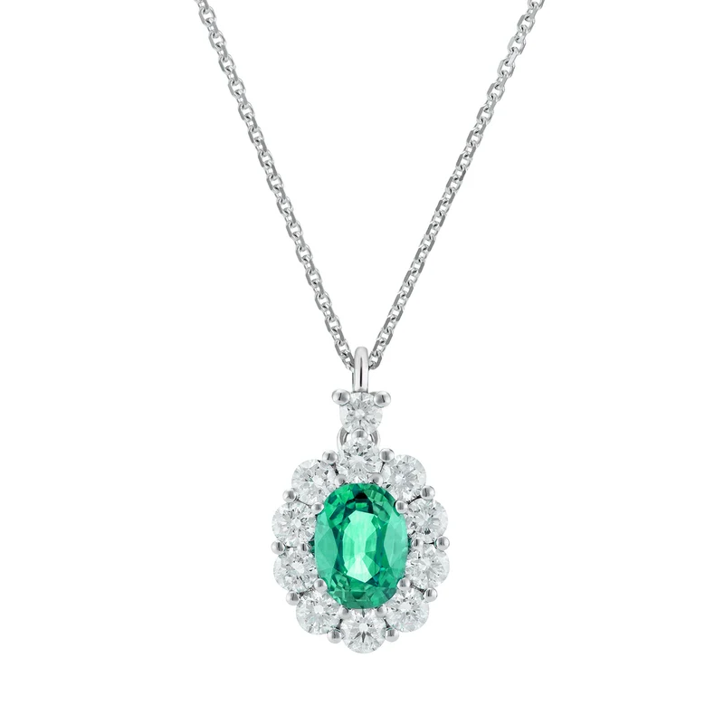 Golay collana smeraldo ovale 6x5 e contorno di diamanti PCL043DISM1-26044110157