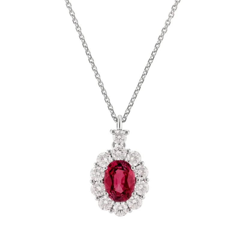 Golay collana rubino ovale 6x5 e contorno di diamanti PCL043DIRU1-26111110415