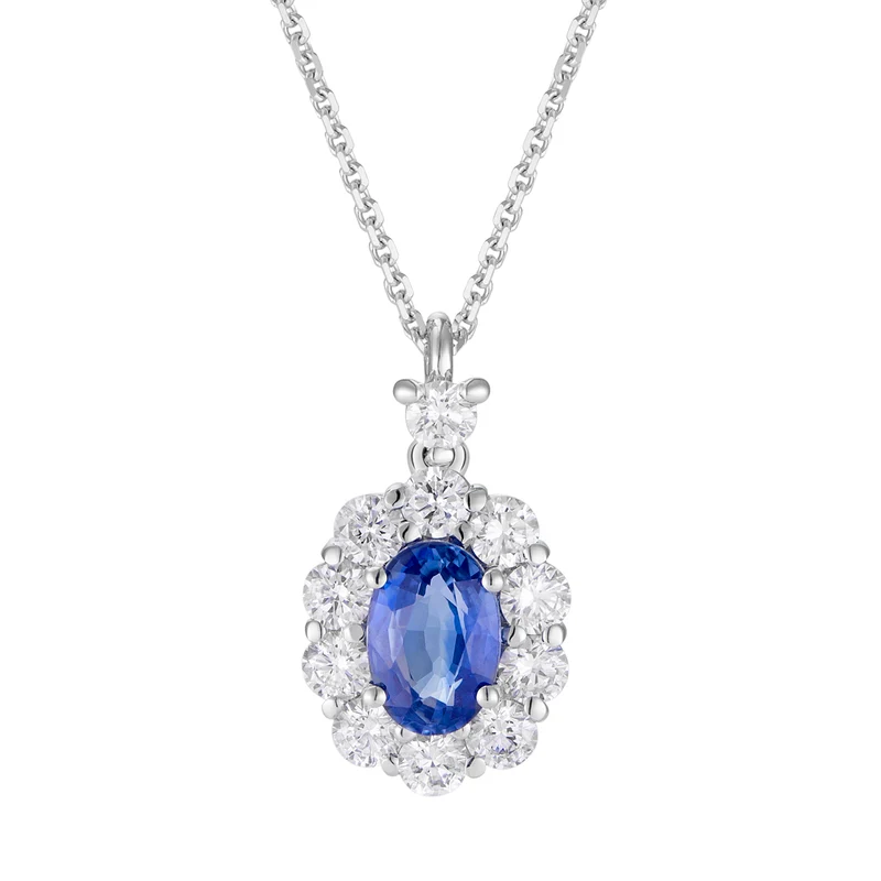 Golay collana zaffiro ovale 6x4 e contorno di diamanti PCL042DIZB1-25317110127