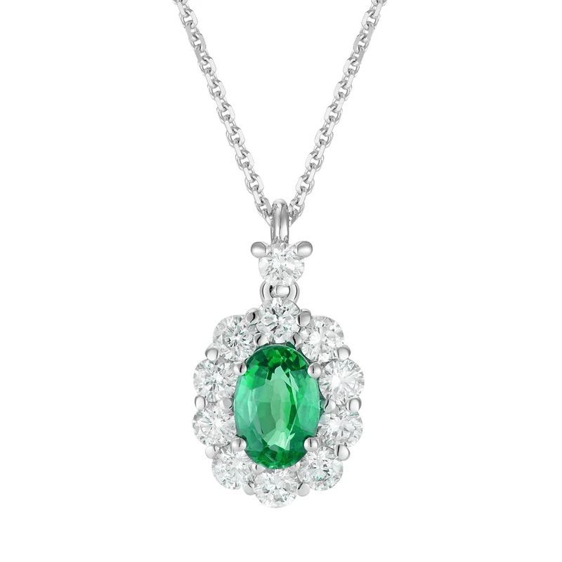 Golay collana smeraldo ovale 6x4 e contorno di diamanti PCL042DISM1-23166110168
