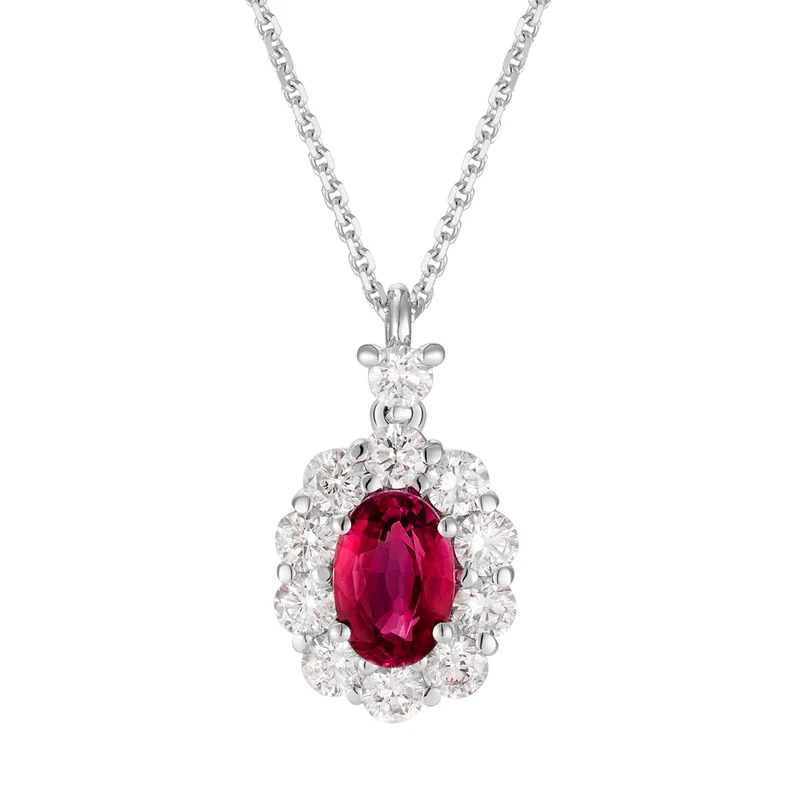 Golay collana rubino ovale 6x4 e contorno di diamanti PCL042DIRU1-26111110409