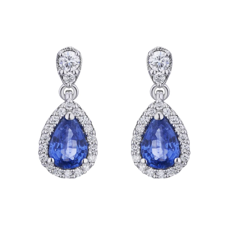 Golay orecchino zaffiro blu a goccia 6x4 e diamanti ORB300BS-20016110036