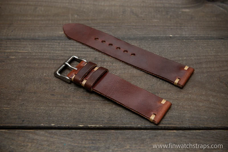 Leather watch strap, Wickett & Craig of America leather band, handmade in Finland 10-26 mm.