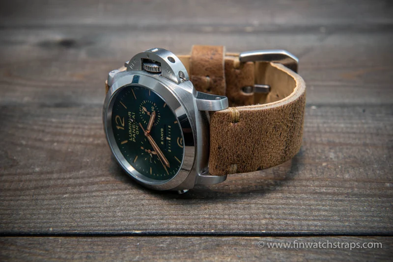 Wild African kudu leather watch strap. Handmade in Finland. 3-3,5 mm thick