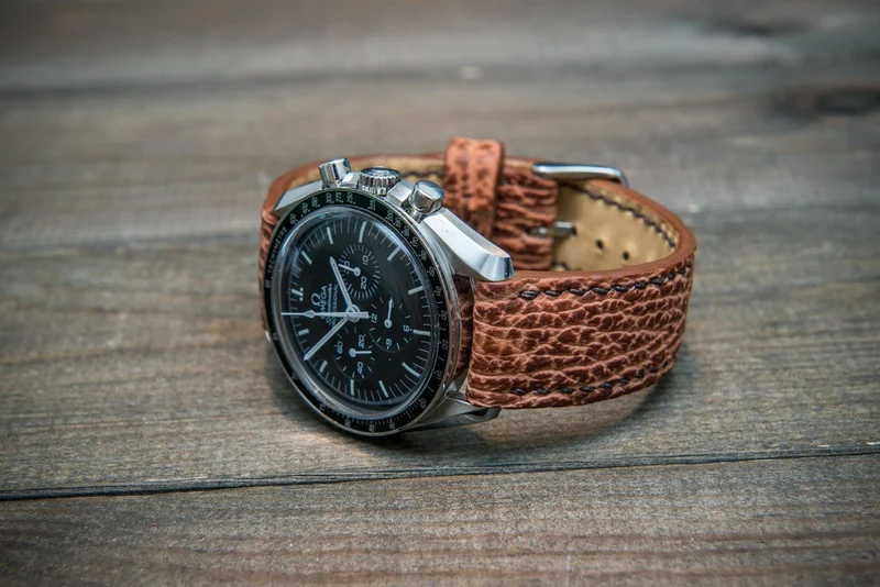 Shark leather watch strap, Light brown matte
