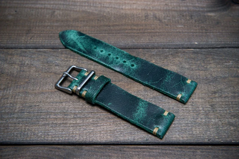 Suede vintage leather watch strap (Crazy cow), handmade in Finland