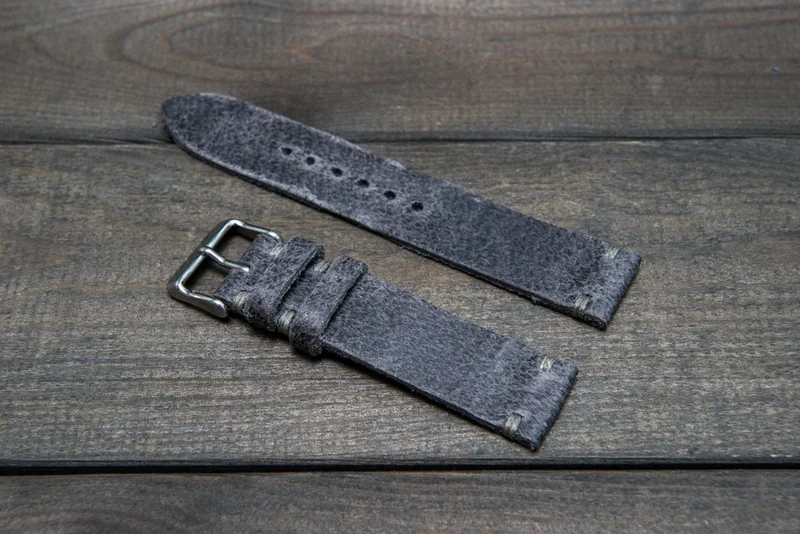 Suede vintage leather watch strap (Crazy cow), handmade in Finland