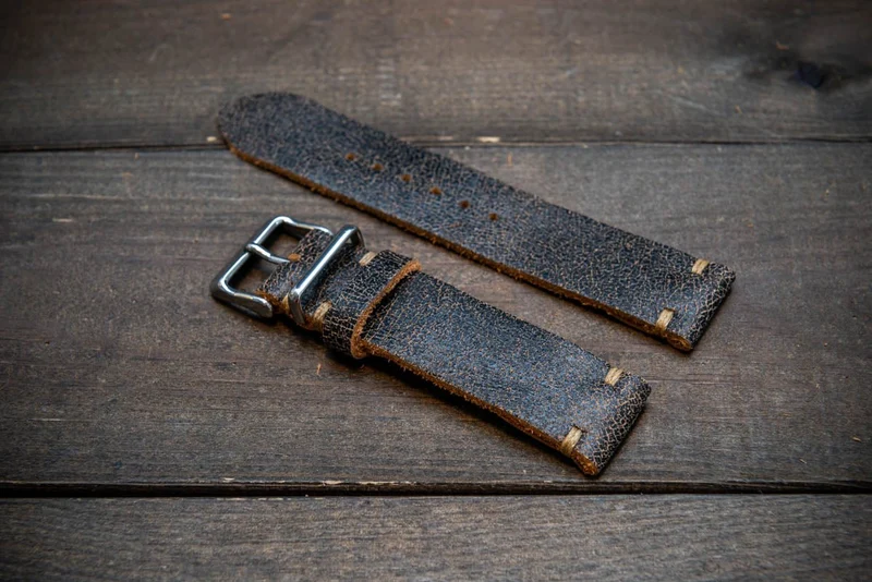 Vintage cracked leather watch strap , Roadgrey 15 mm-26 mm