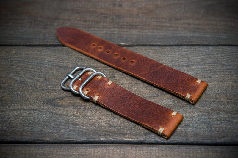 Badalassi Congac Wax leather watch strap. Hand-made to order in Finland.