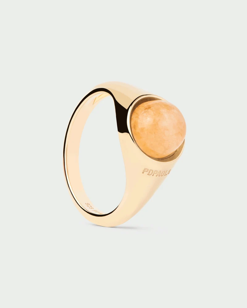 Yellow Aventurine Moon Ring