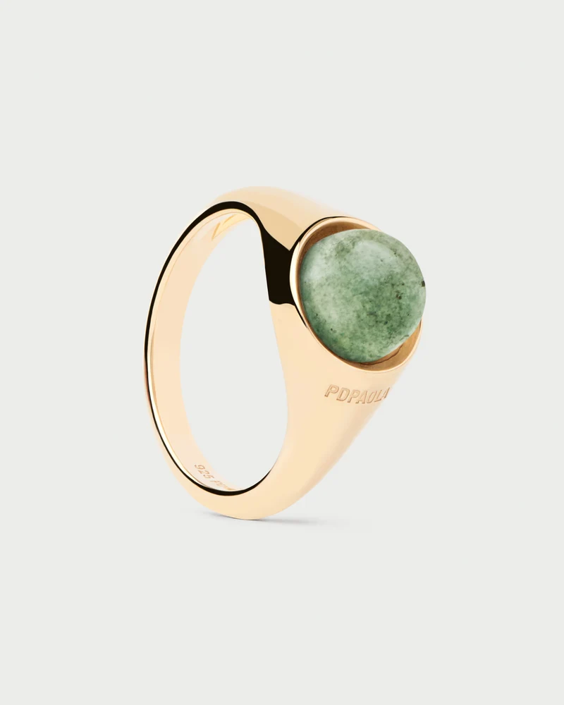 Green Aventurine Moon Ring