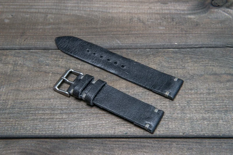 Suede vintage leather watch strap (Crazy cow), handmade in Finland