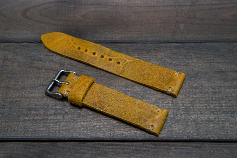 Suede vintage leather watch strap (Crazy cow), handmade in Finland