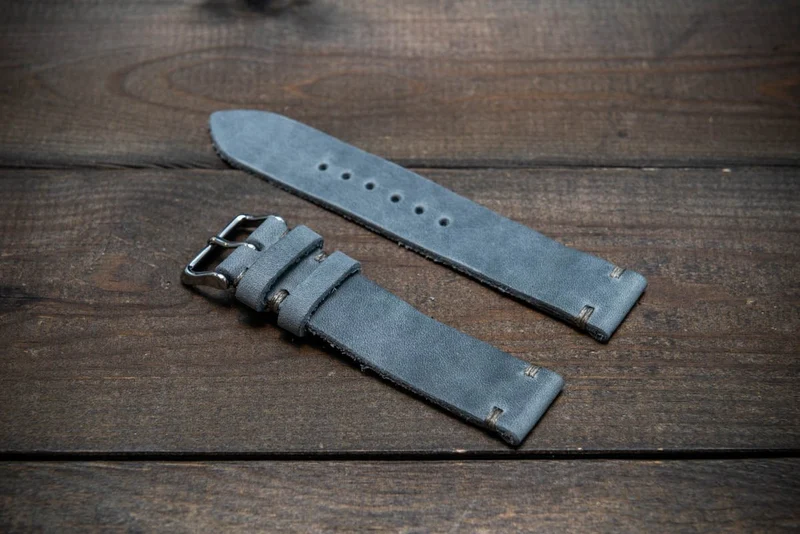 Leather watch strap. Badalassi wax Fodder Grey.Hand-made to order in Finland. 10-26 mm