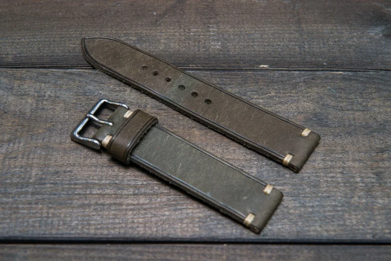 Badalassi Carlo, Pueblo Grigio leather watch strap. Hand-made to order in Finland.