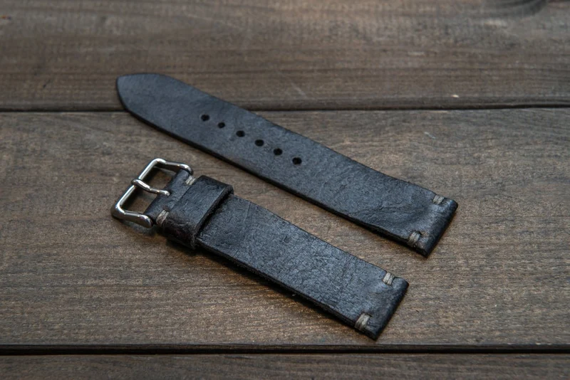 Suede vintage leather watch strap (Crazy cow), handmade in Finland