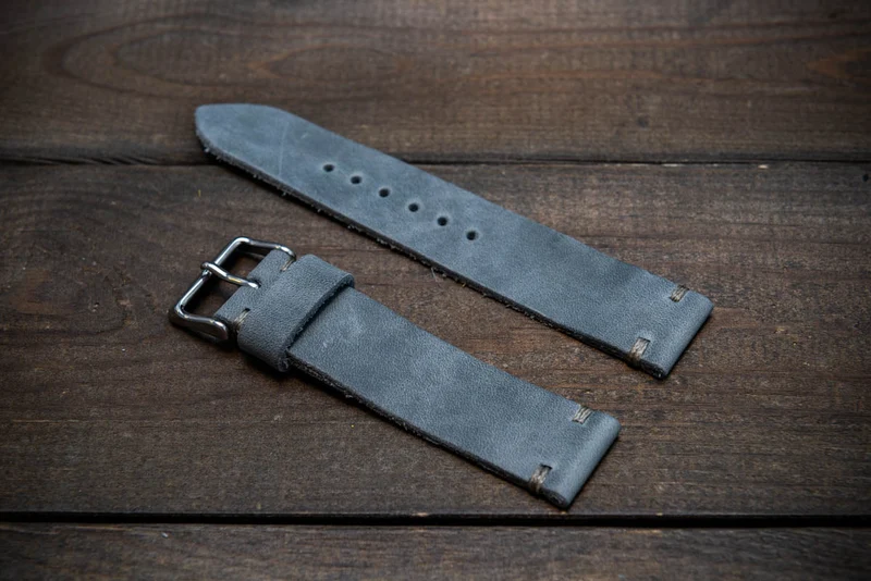 Leather watch strap. Badalassi wax Fodder Grey.Hand-made to order in Finland. 10-26 mm
