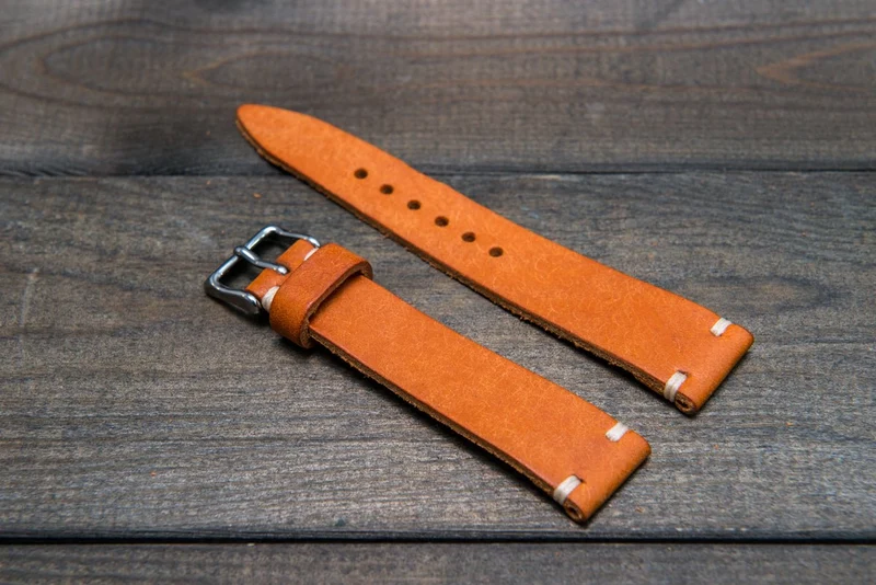 Badalassi Carlo, Pueblo Olmo tapered leather watch strap. Hand-made to order in Finland.