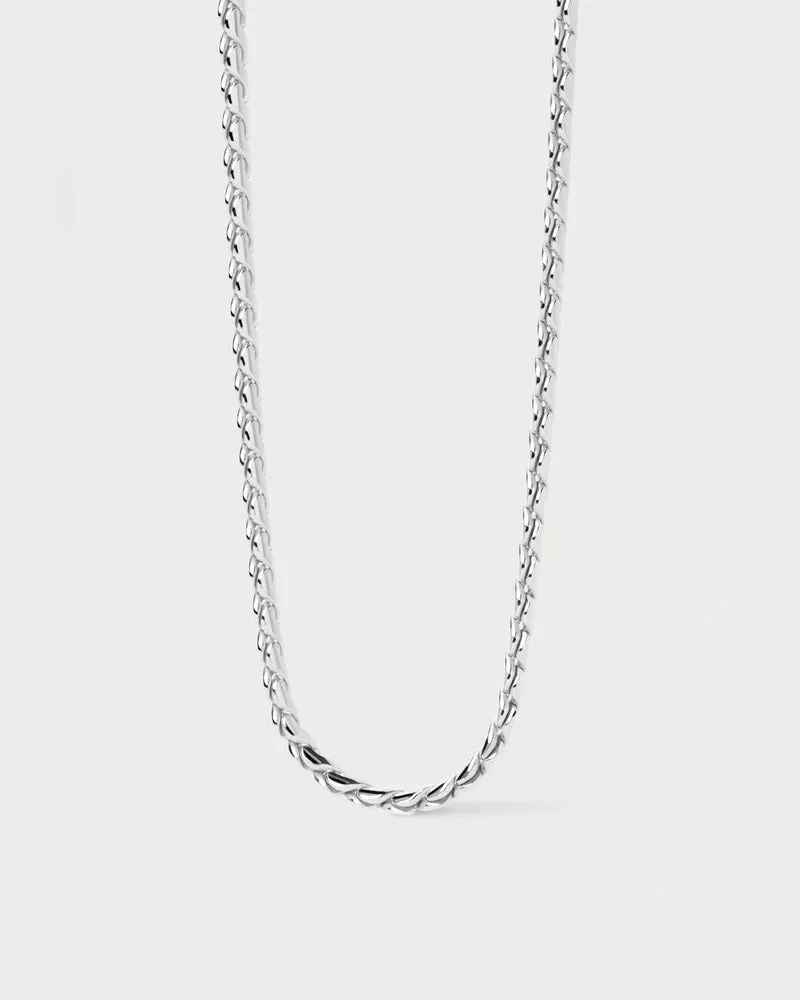 Large Serpentine Silver Chain Necklace