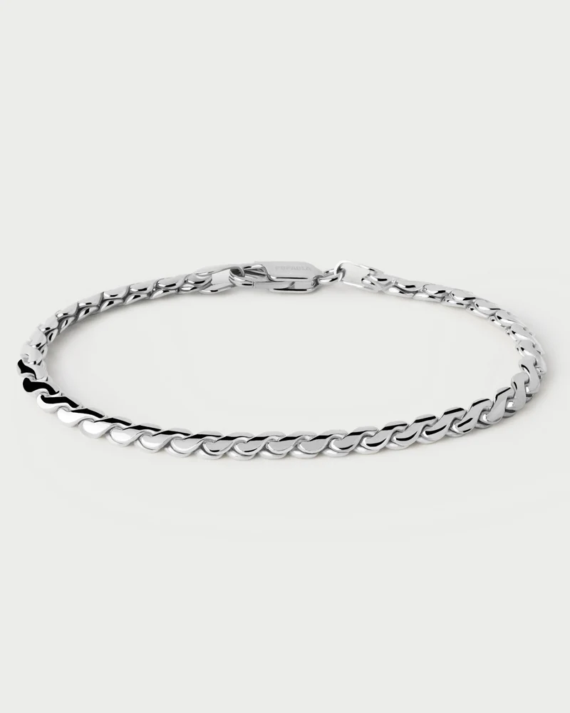 Large Serpentine Silver Chain Bracelet
