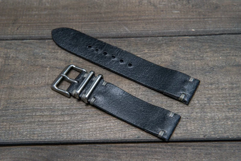 Suede vintage leather watch strap (Crazy cow), handmade in Finland
