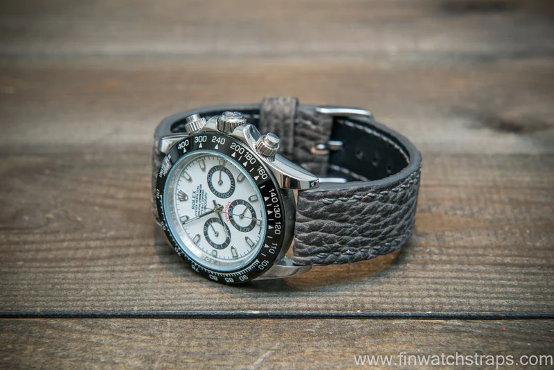 Shark leather watch strap, Grey matte