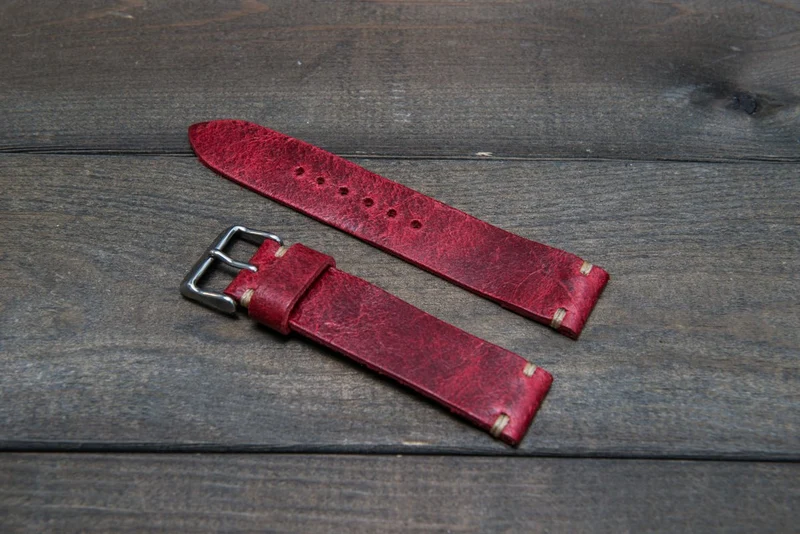 Suede vintage leather watch strap (Crazy cow), handmade in Finland